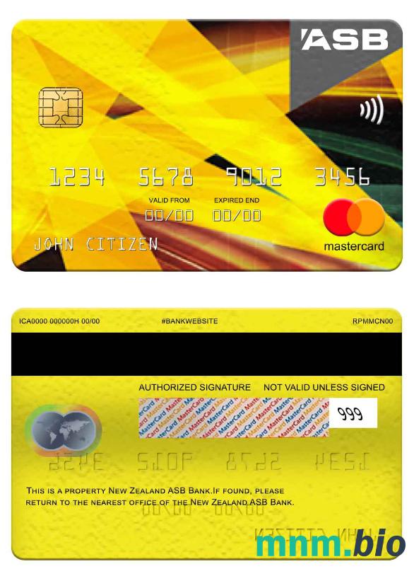 New Zealand ASB Bank mastercard